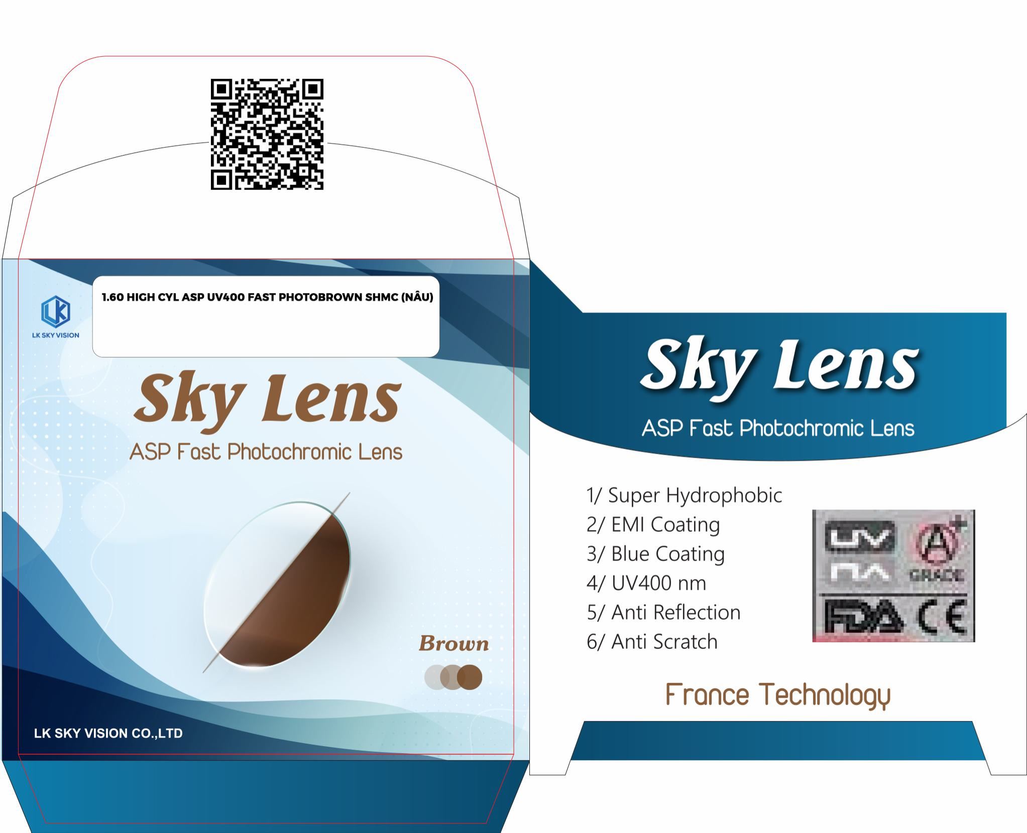 1.60 HIGH CYL ASP UV400 FAST PHOTOBROWN SHMC (Nâu)